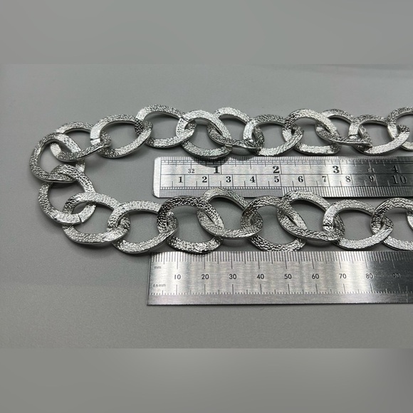 Chunky Silver Chain Necklace lightweight aluminum new vintage chain - Picture 2 of 2